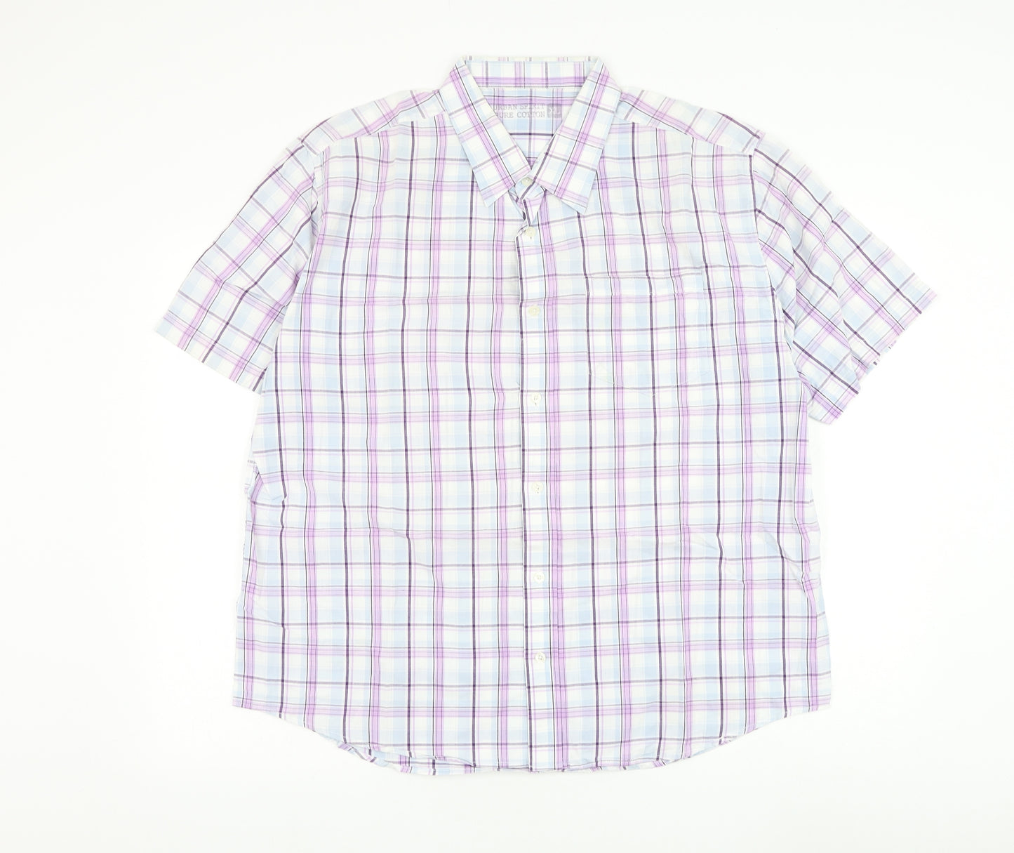 UrbanSpirit Mens White Check Cotton Button-Up Size XL Collared Button