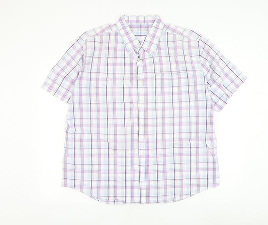 UrbanSpirit Mens White Check Cotton Button-Up Size XL Collared Button