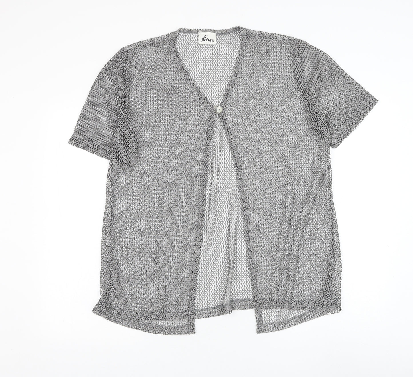Faber Womens Grey Round Neck Polyester Cardigan Jumper Size L
