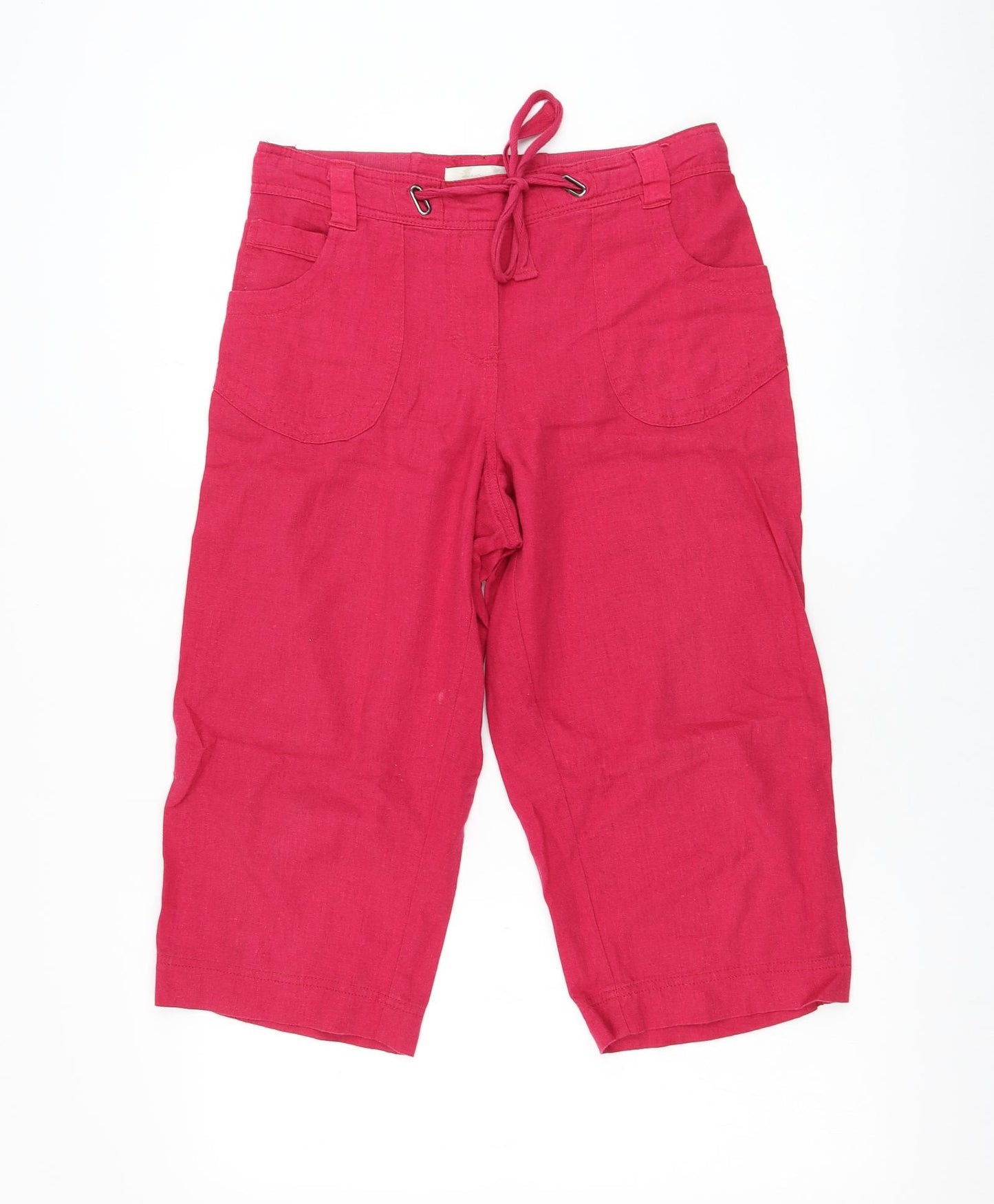 BHS Womens Pink Linen Bermuda Shorts Size 10 L19 in Regular Tie