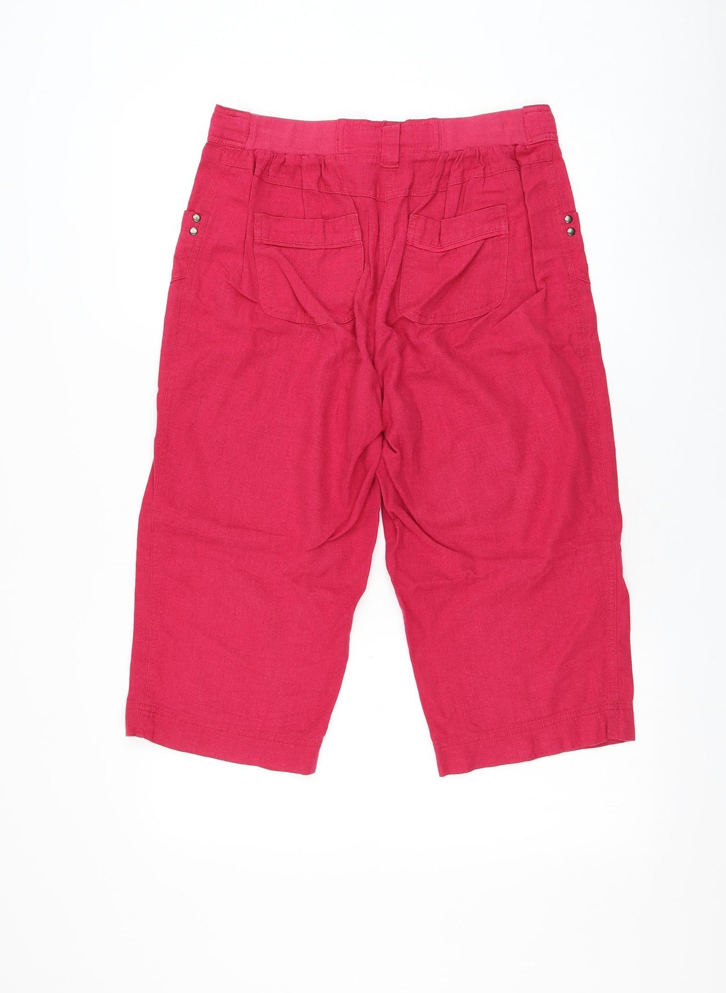 BHS Womens Pink Linen Bermuda Shorts Size 10 L19 in Regular Tie
