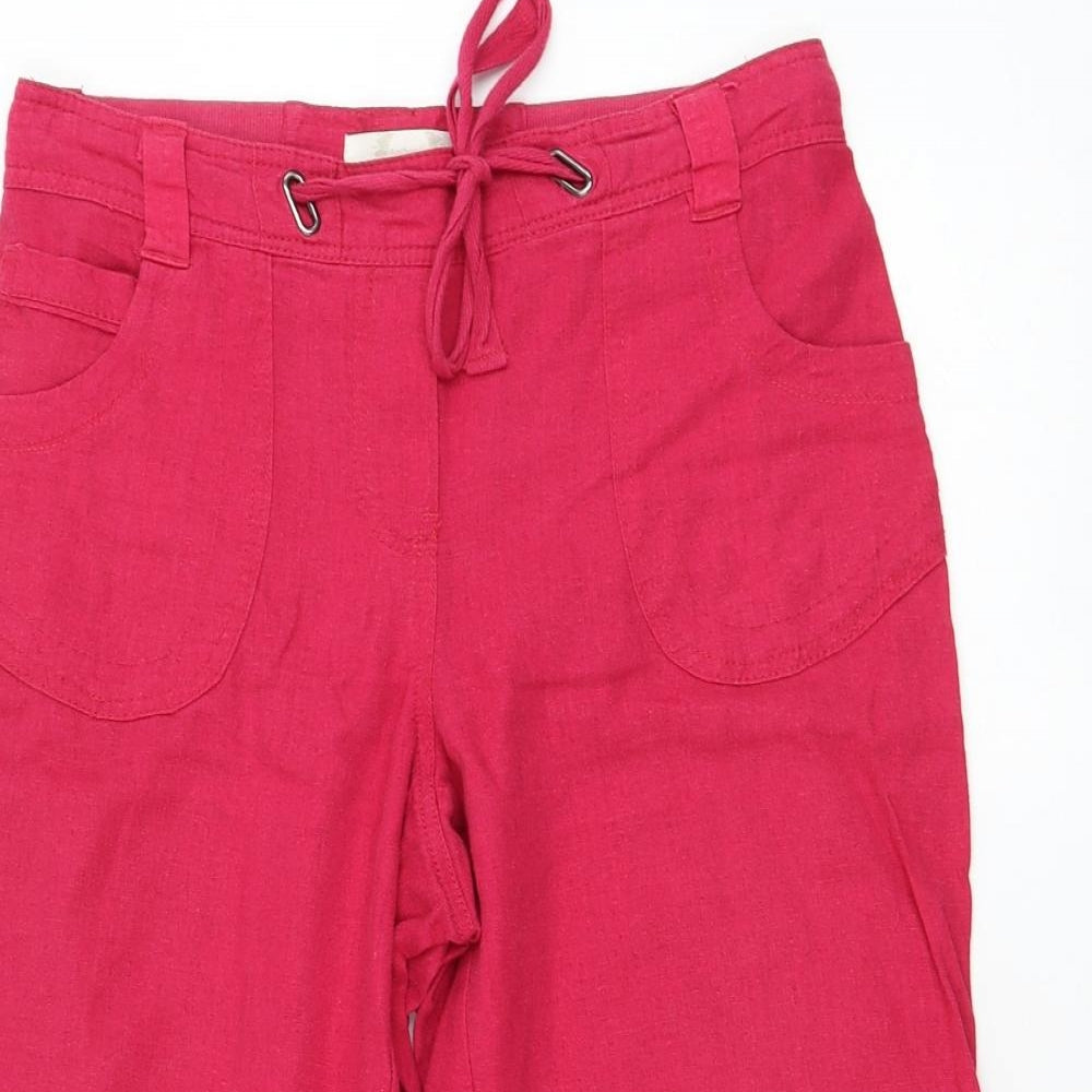 BHS Womens Pink Linen Bermuda Shorts Size 10 L19 in Regular Tie