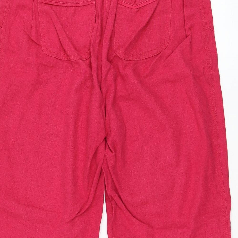 BHS Womens Pink Linen Bermuda Shorts Size 10 L19 in Regular Tie