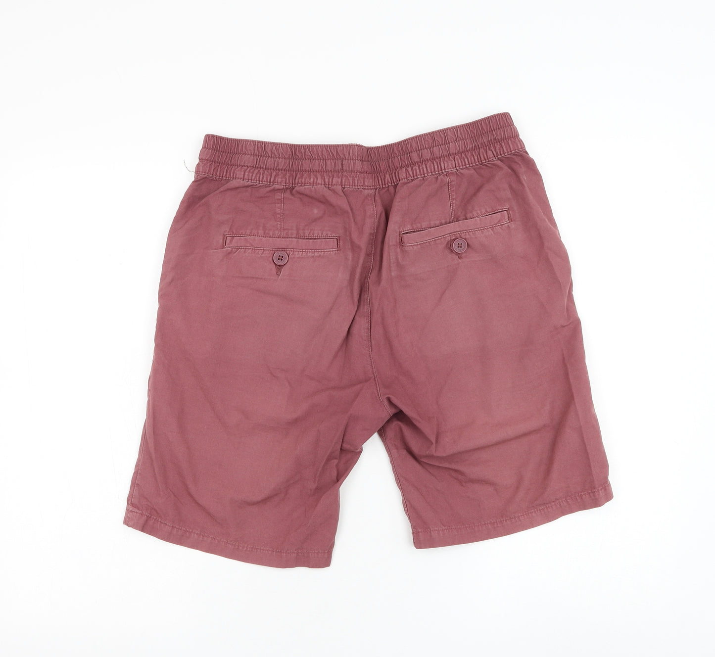 H&M Mens Red Cotton Chino Shorts Size S L9 in Regular Drawstring