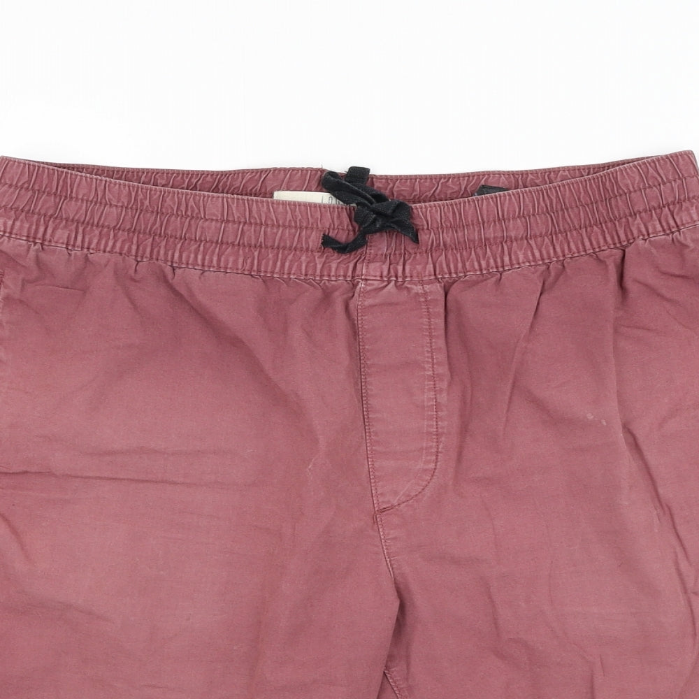 H&M Mens Red Cotton Chino Shorts Size S L9 in Regular Drawstring