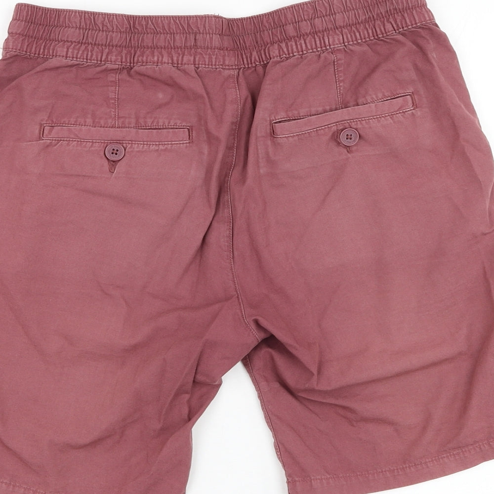 H&M Mens Red Cotton Chino Shorts Size S L9 in Regular Drawstring
