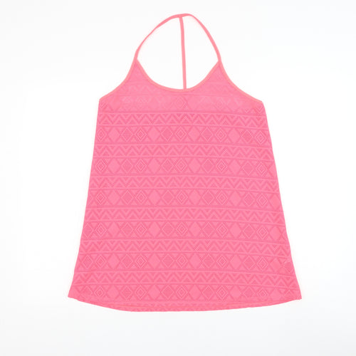 Resort Womens Pink Polyester Basic Tank Size 12 Round Neck