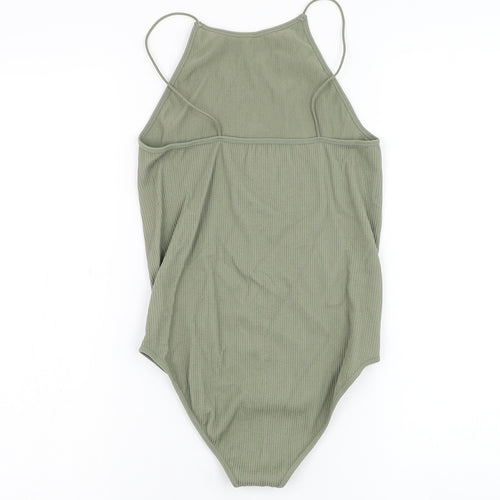 Primark Womens Green Nylon Bodysuit One-Piece Size S Hook & Loop