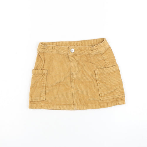 Peacocks Girls Brown Cotton A-Line Skirt Size 4-5 Years Regular Pull On