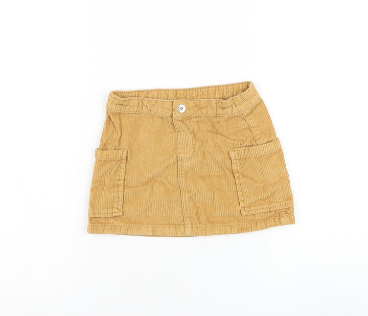 Peacocks Girls Brown Cotton A-Line Skirt Size 4-5 Years Regular Pull On