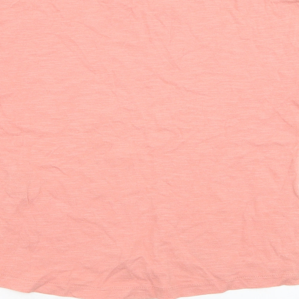 Zara Girls Pink Cotton Basic T-Shirt Size 7 Years Round Neck Pullover - Butterfly