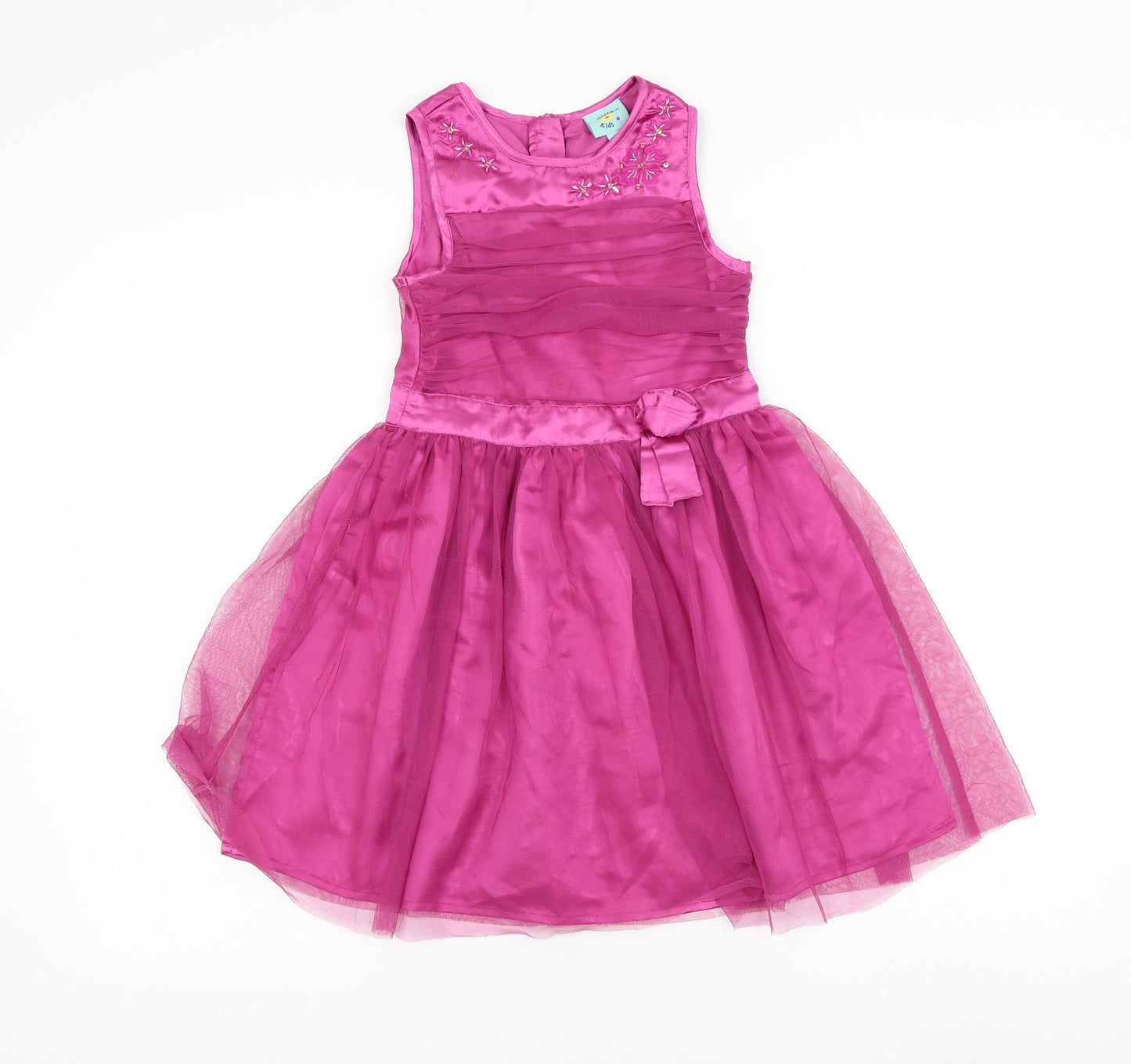 Uttam Boutique Girls Purple Polyester Skater Dress Size 7-8 Years Round Neck Zip