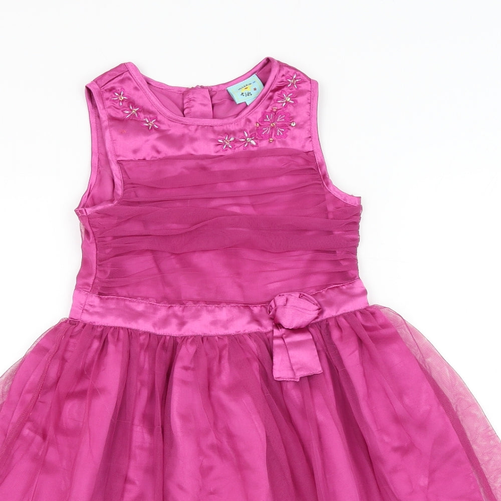 Uttam Boutique Girls Purple Polyester Skater Dress Size 7-8 Years Round Neck Zip
