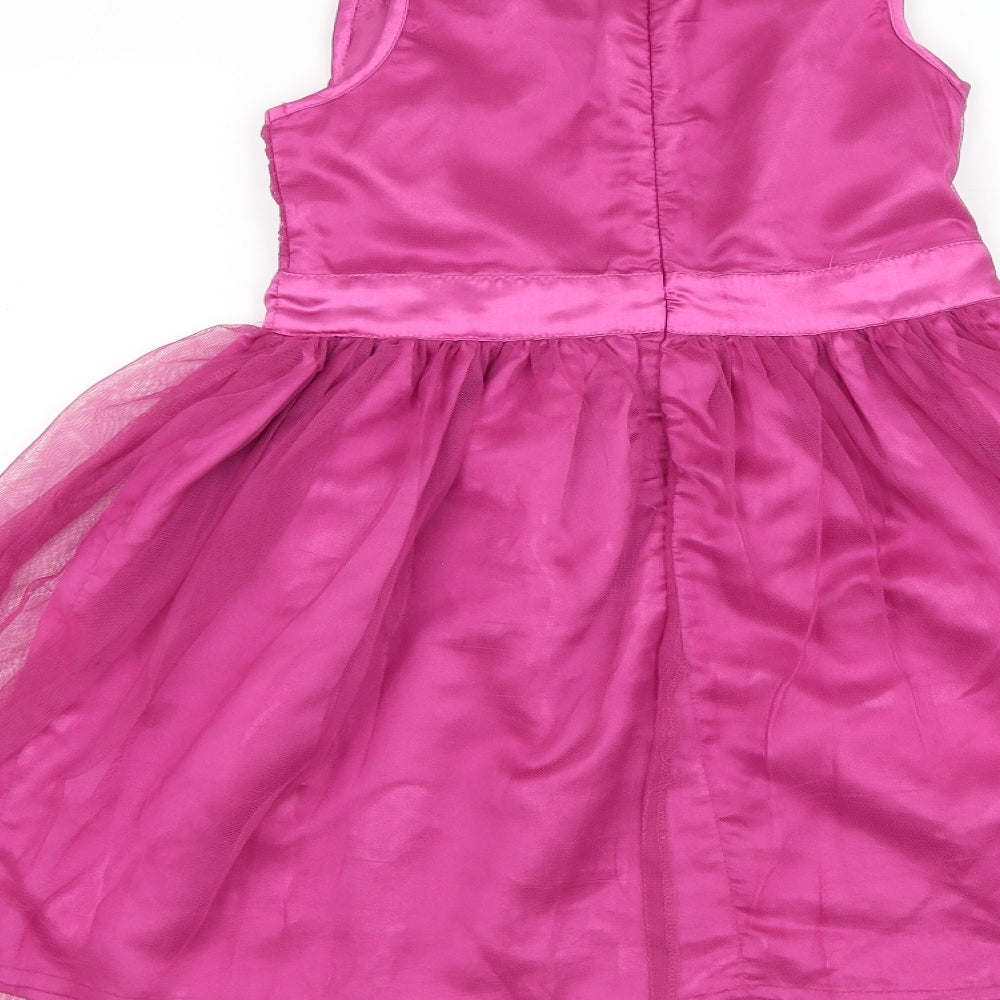 Uttam Boutique Girls Purple Polyester Skater Dress Size 7-8 Years Round Neck Zip