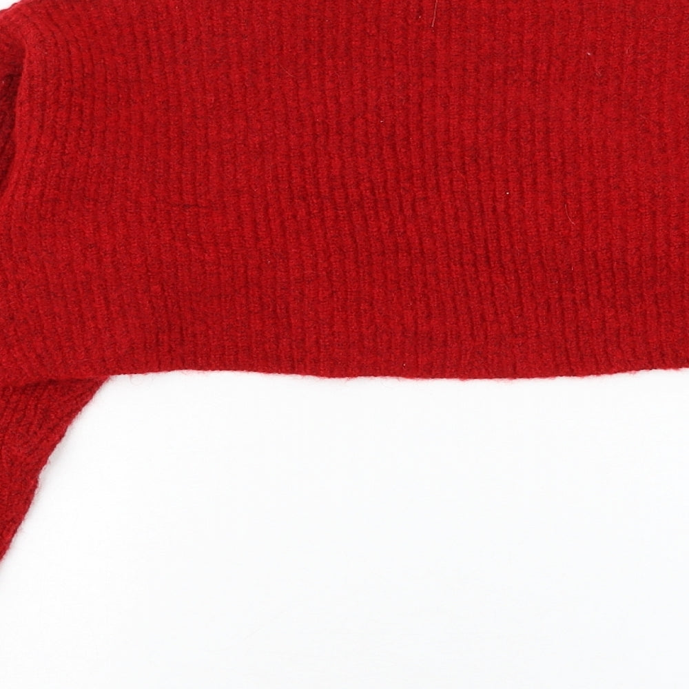 New Look Womens Red Round Neck Acrylic Pullover Jumper Size M