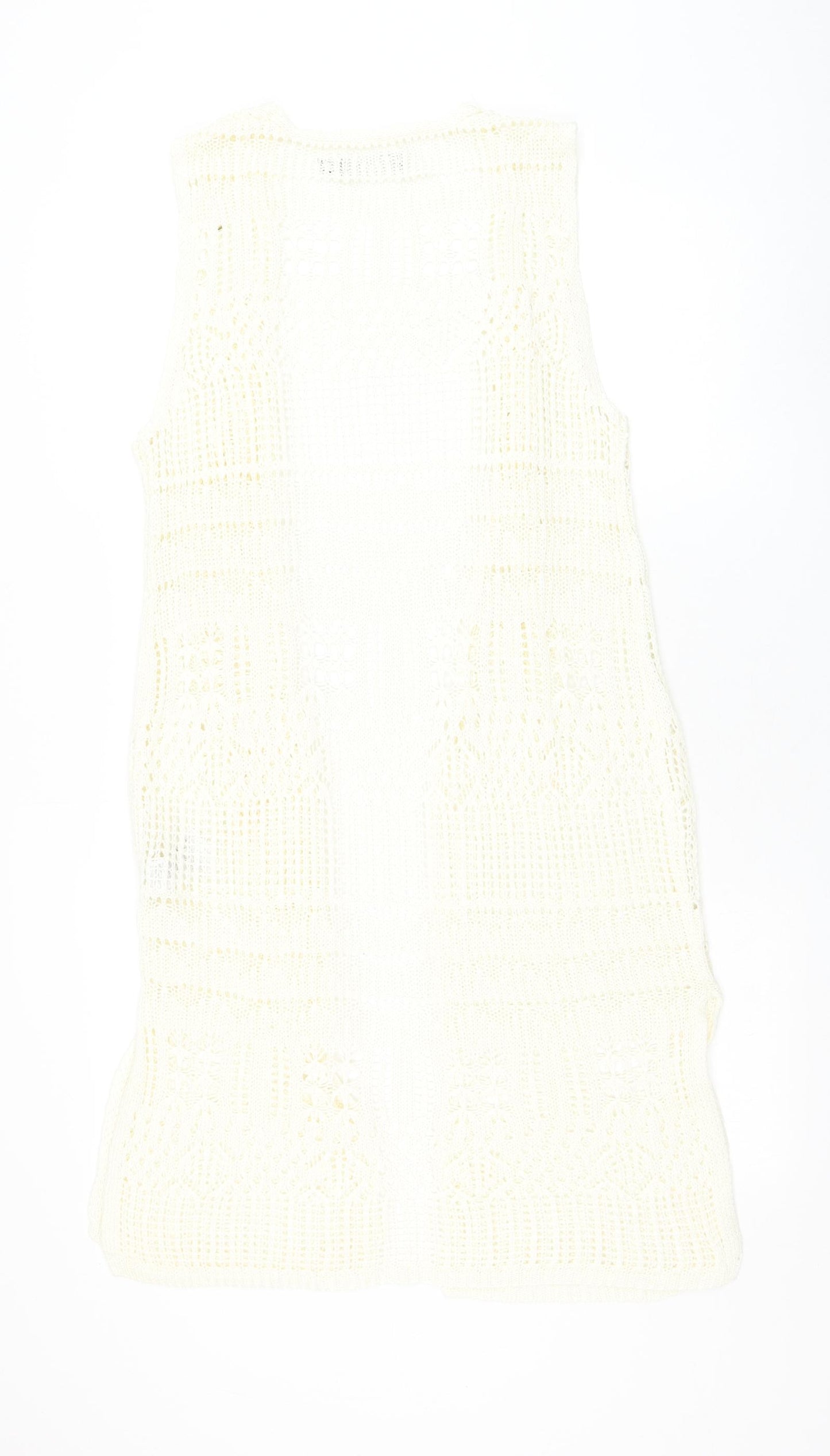 New Look Womens White Square Neck Acrylic Cardigan Jumper Size L