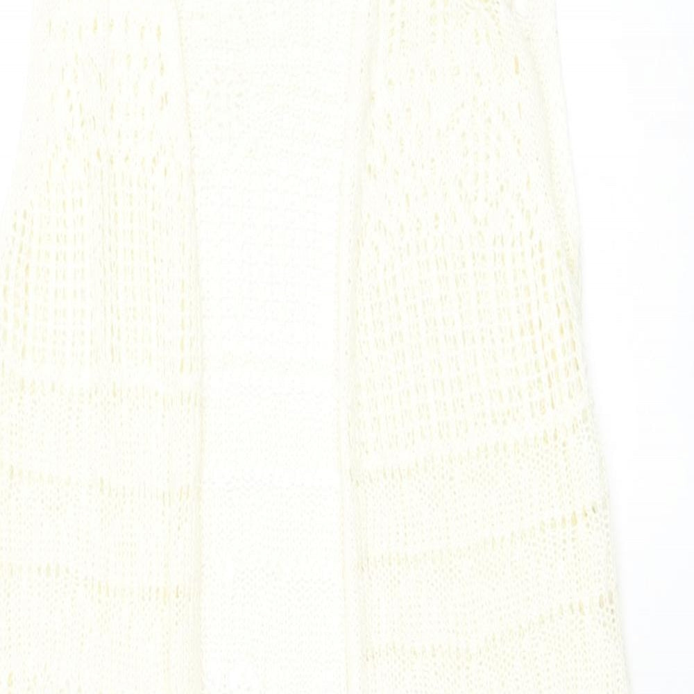New Look Womens White Square Neck Acrylic Cardigan Jumper Size L