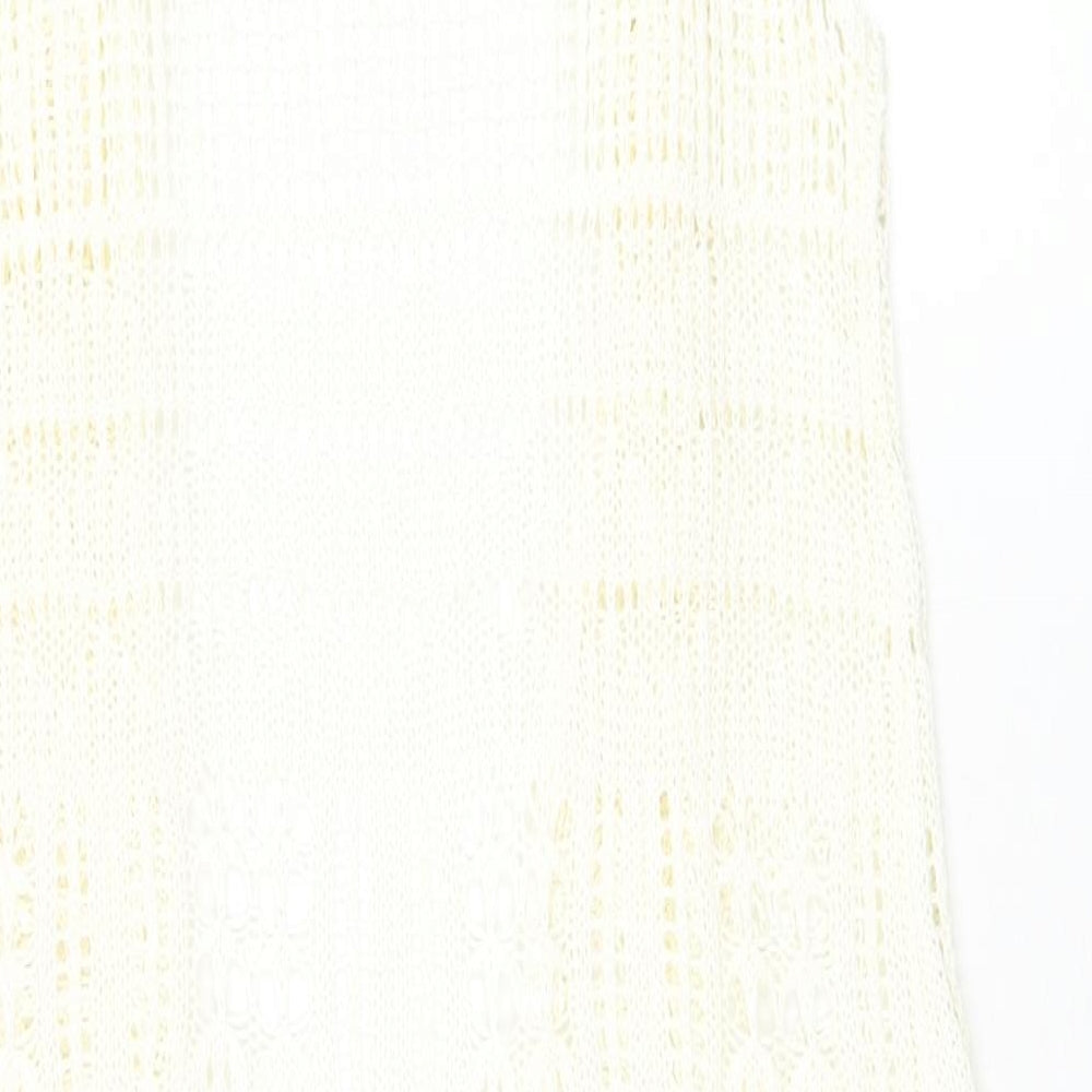 New Look Womens White Square Neck Acrylic Cardigan Jumper Size L