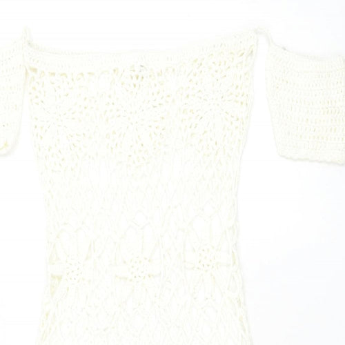 Missguided Womens White Acrylic Pencil Dress Size S Square Neck Pullover - Beach Cover