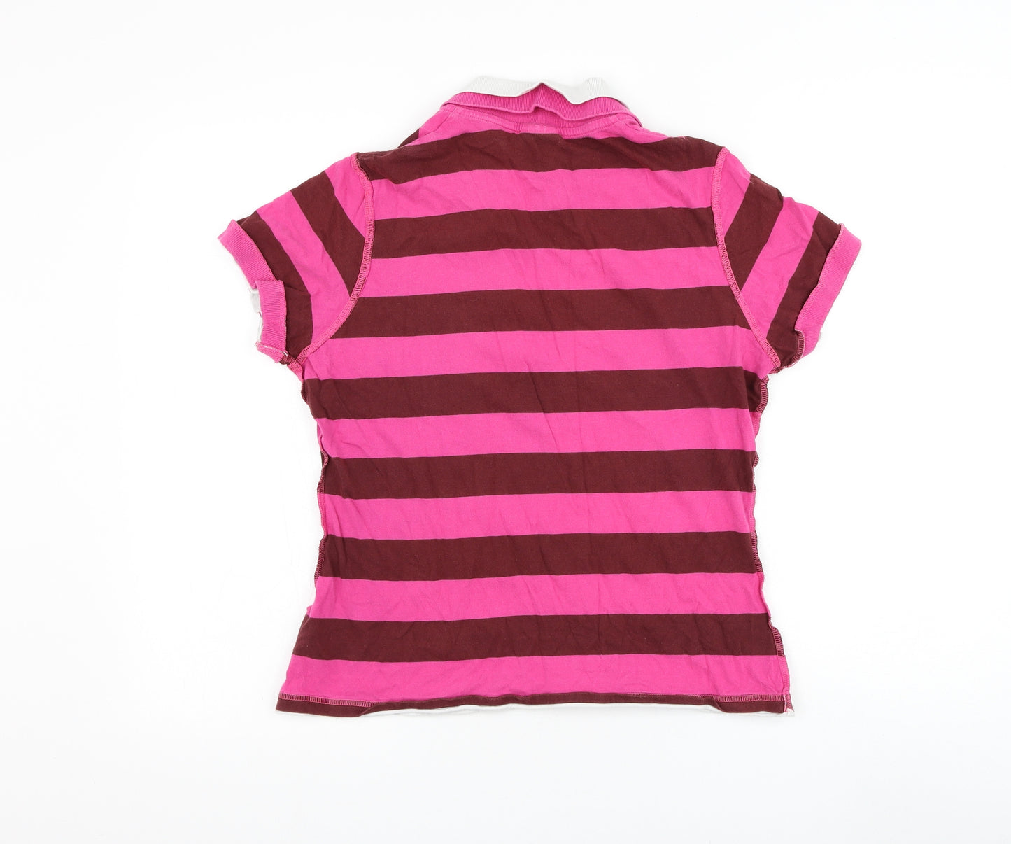 NEXT Womens Pink Striped Cotton Basic T-Shirt Size 14 Collared