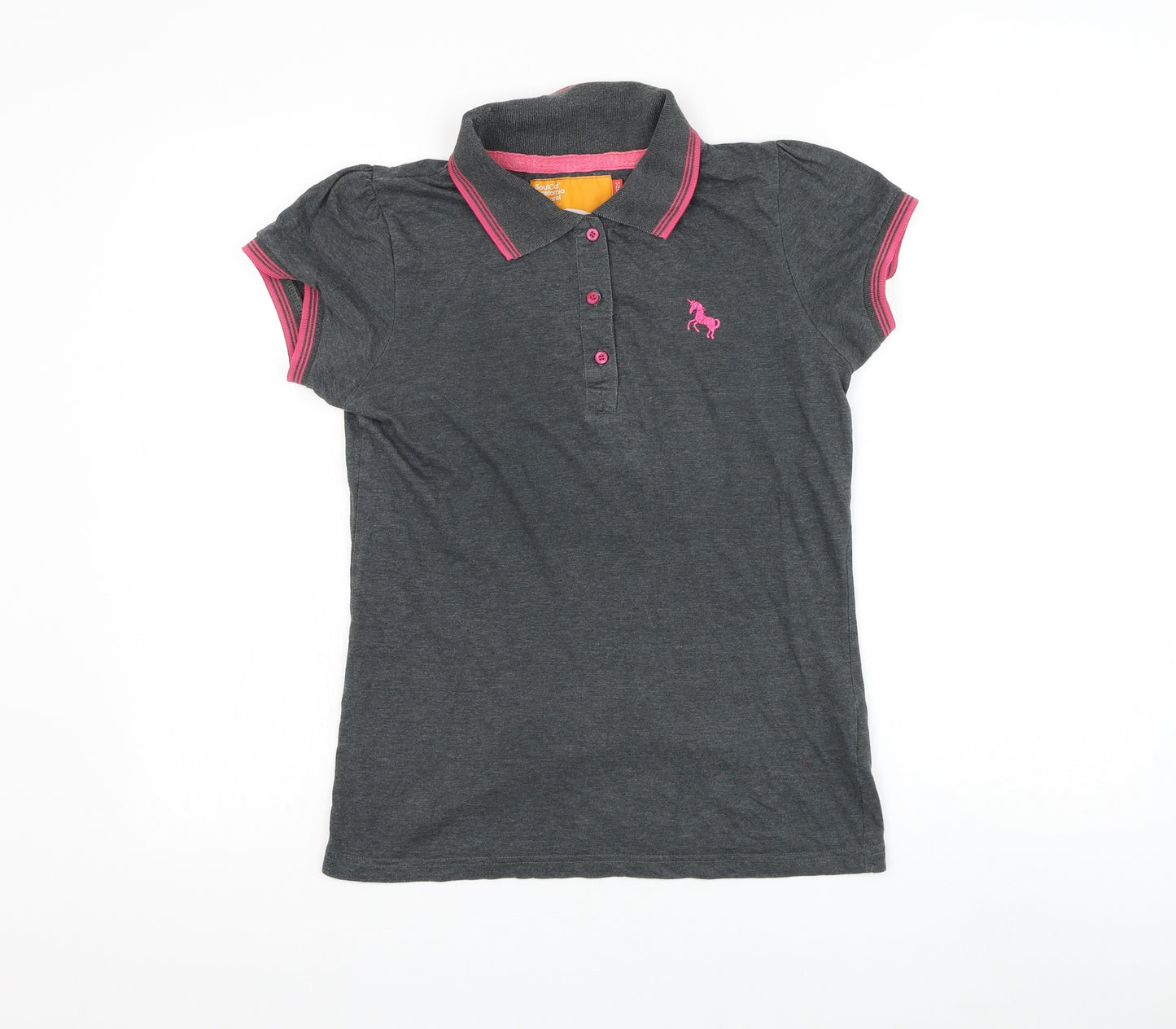 SoulCal&Co Womens Grey Cotton Basic Polo Size 12 Collared