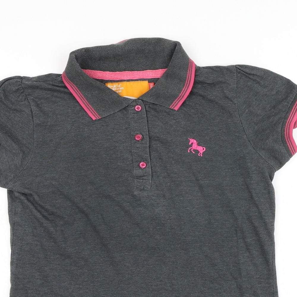 SoulCal&Co Womens Grey Cotton Basic Polo Size 12 Collared