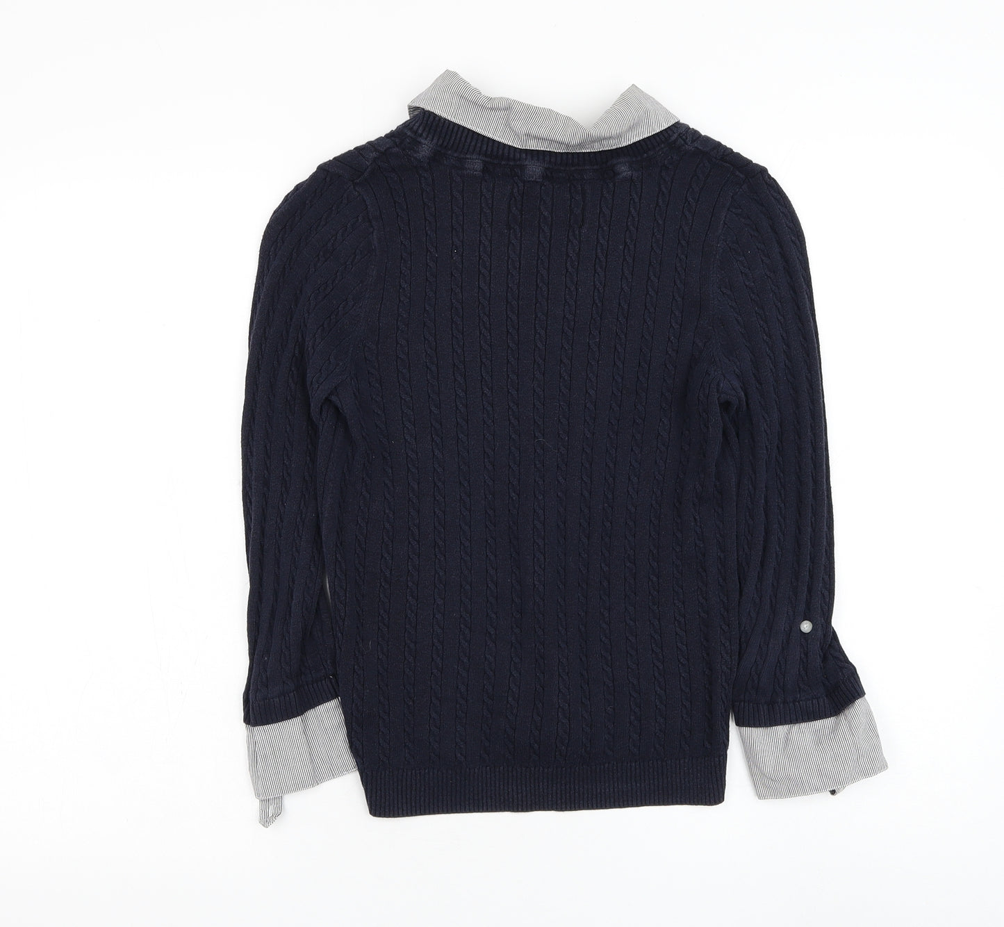 Debenhams Womens Blue Collared Cotton Pullover Jumper Size 10