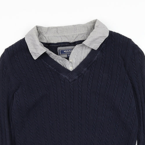 Debenhams Womens Blue Collared Cotton Pullover Jumper Size 10
