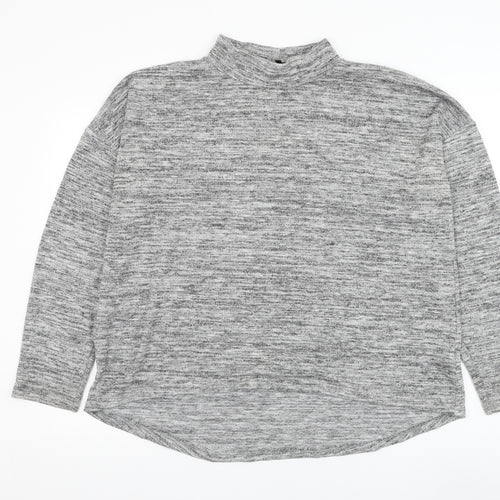 New Look Womens Grey Mock Neck Polyester Pullover Jumper Size 16