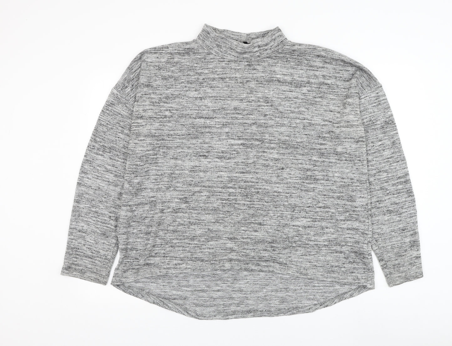 New Look Womens Grey Mock Neck Polyester Pullover Jumper Size 16