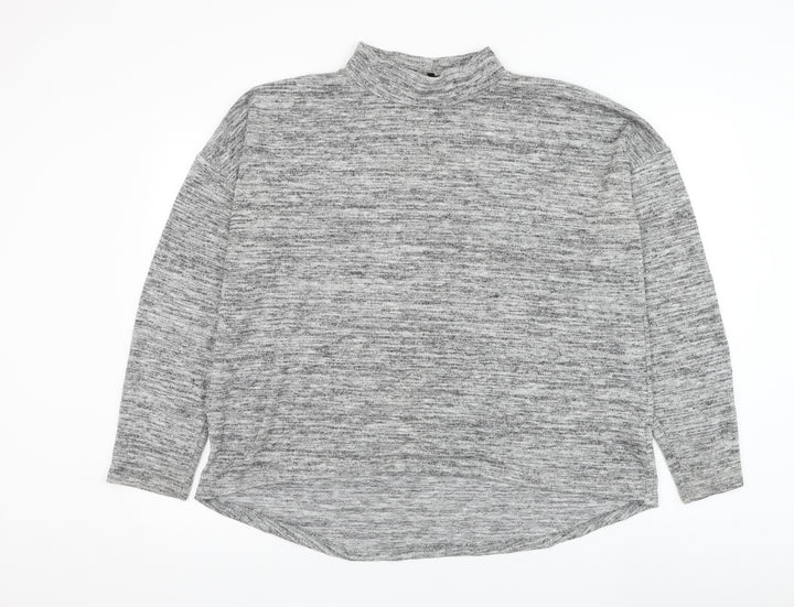 New Look Womens Grey Mock Neck Polyester Pullover Jumper Size 16