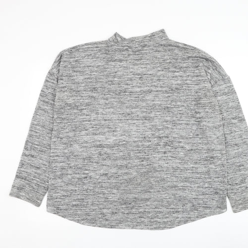 New Look Womens Grey Mock Neck Polyester Pullover Jumper Size 16