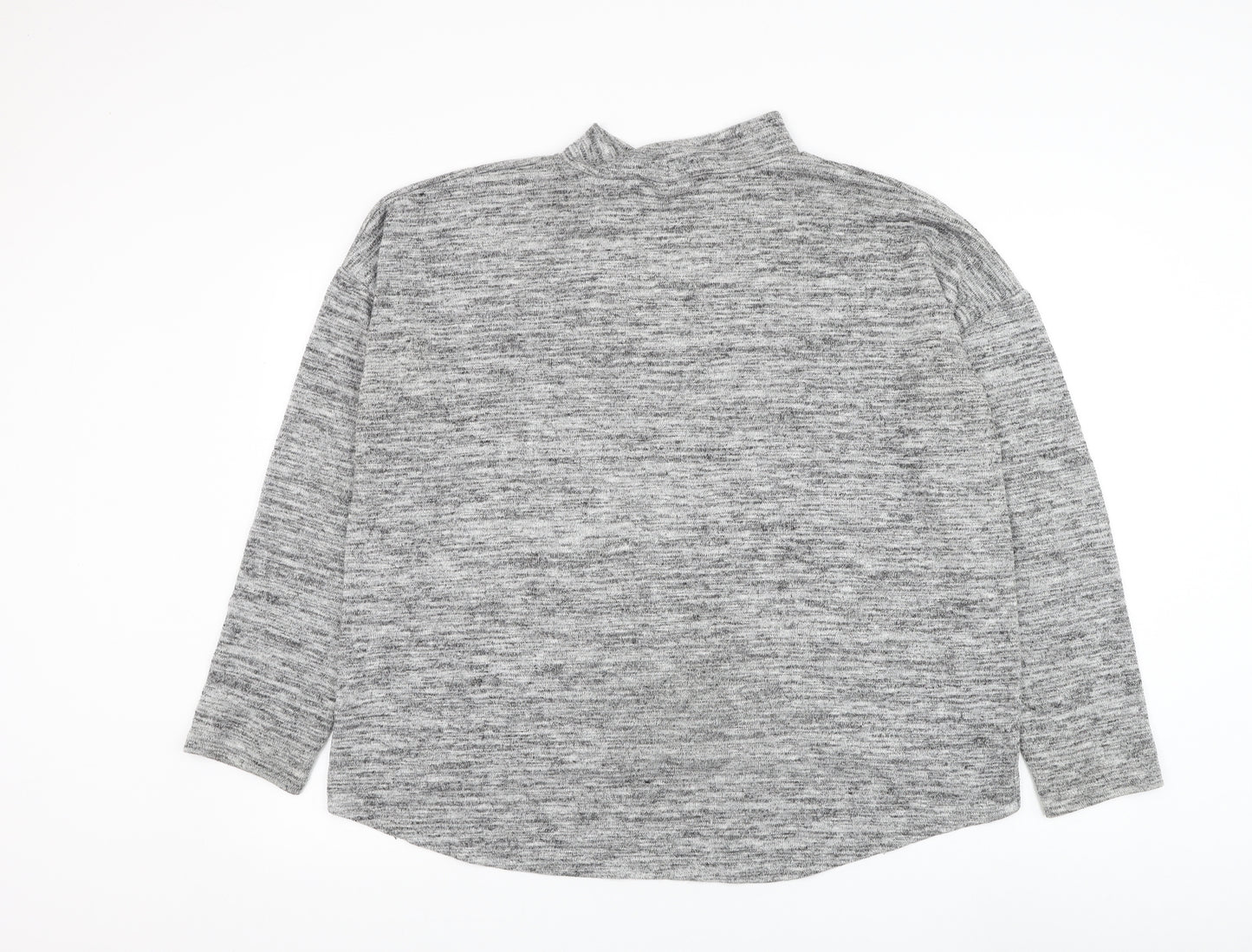 New Look Womens Grey Mock Neck Polyester Pullover Jumper Size 16