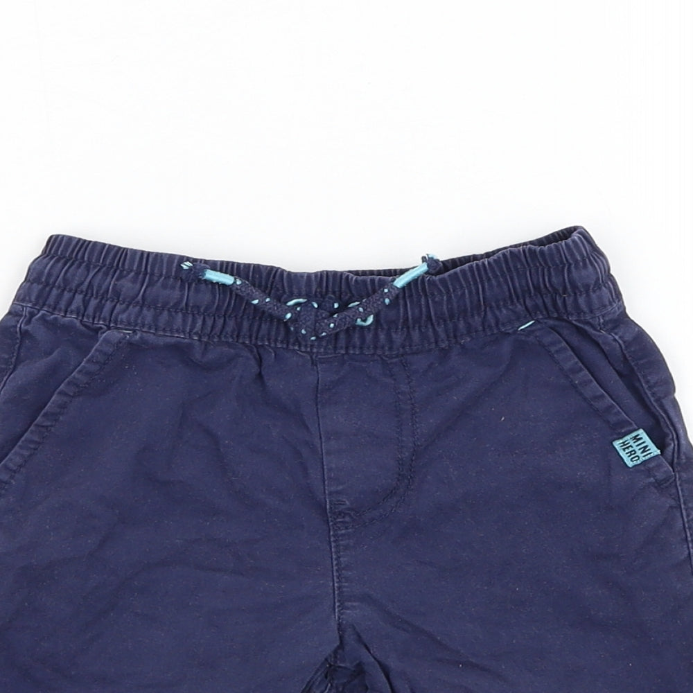 F&F Boys Blue Cotton Bermuda Shorts Size 2-3 Years Regular Drawstring