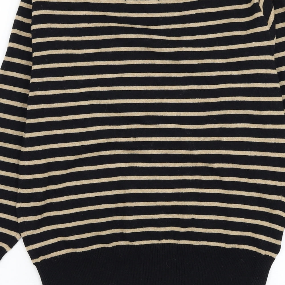 Atmosphere Womens Black Round Neck Striped Cotton Cardigan Jumper Size 12