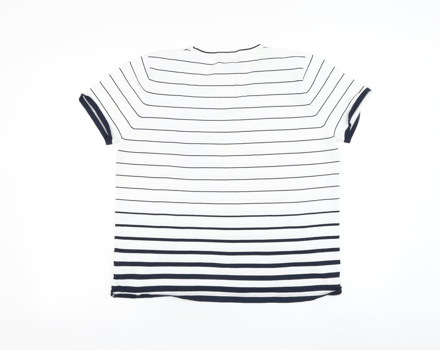 Al Paradise Womens White Striped Viscose Basic Blouse Size L V-Neck - Flower