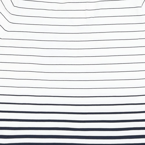 Al Paradise Womens White Striped Viscose Basic Blouse Size L V-Neck - Flower