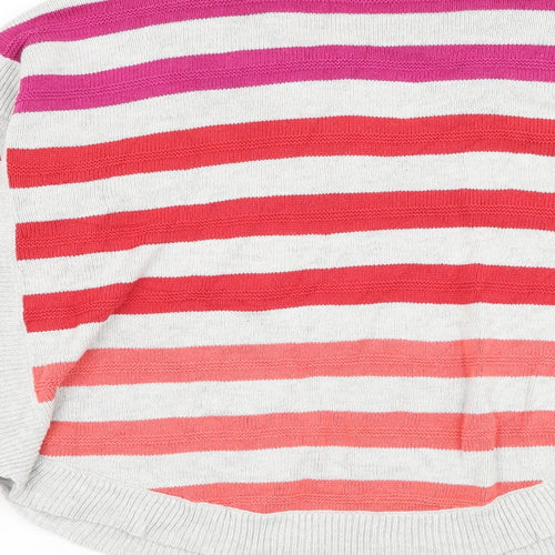 Design History Womens Grey Round Neck Striped Rayon Pullover Jumper Size 12