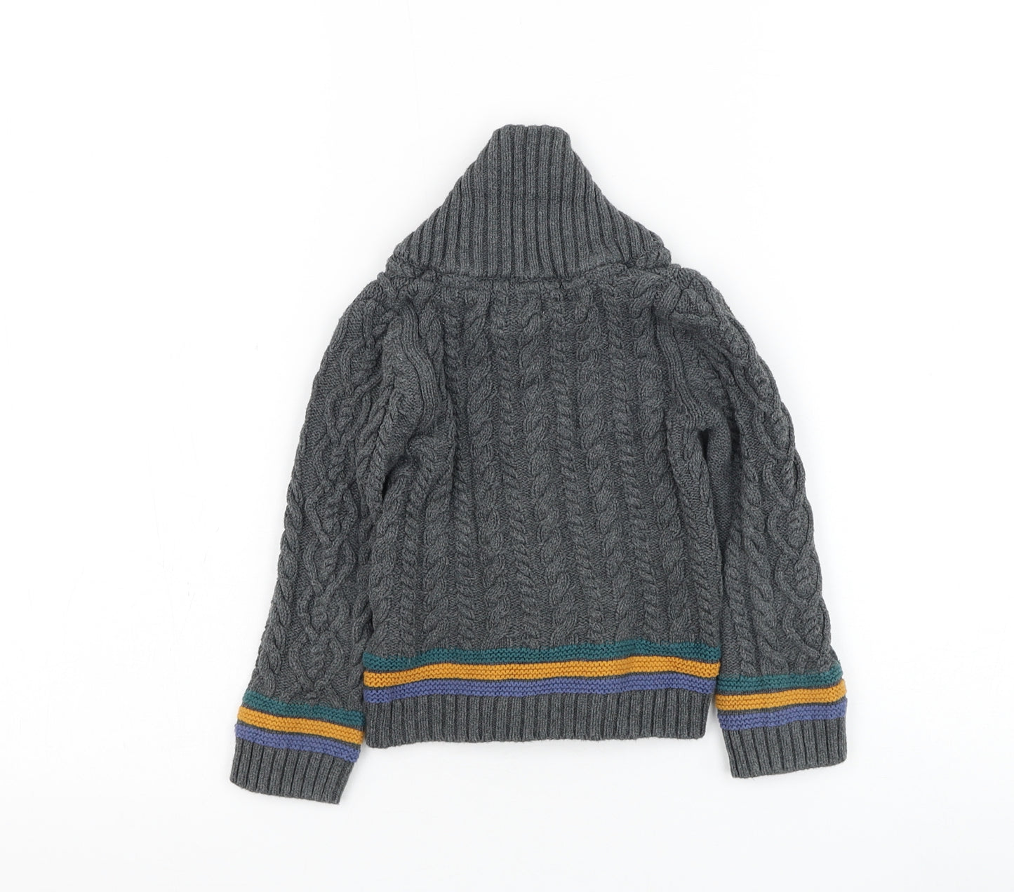 E of M Boys Grey Roll Neck Cotton Cardigan Jumper Size 4 Years Button