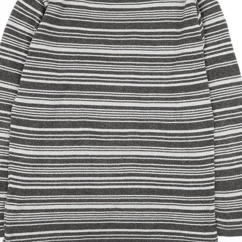 Berkertex Womens Silver Round Neck Striped Acrylic Pullover Jumper Size 10