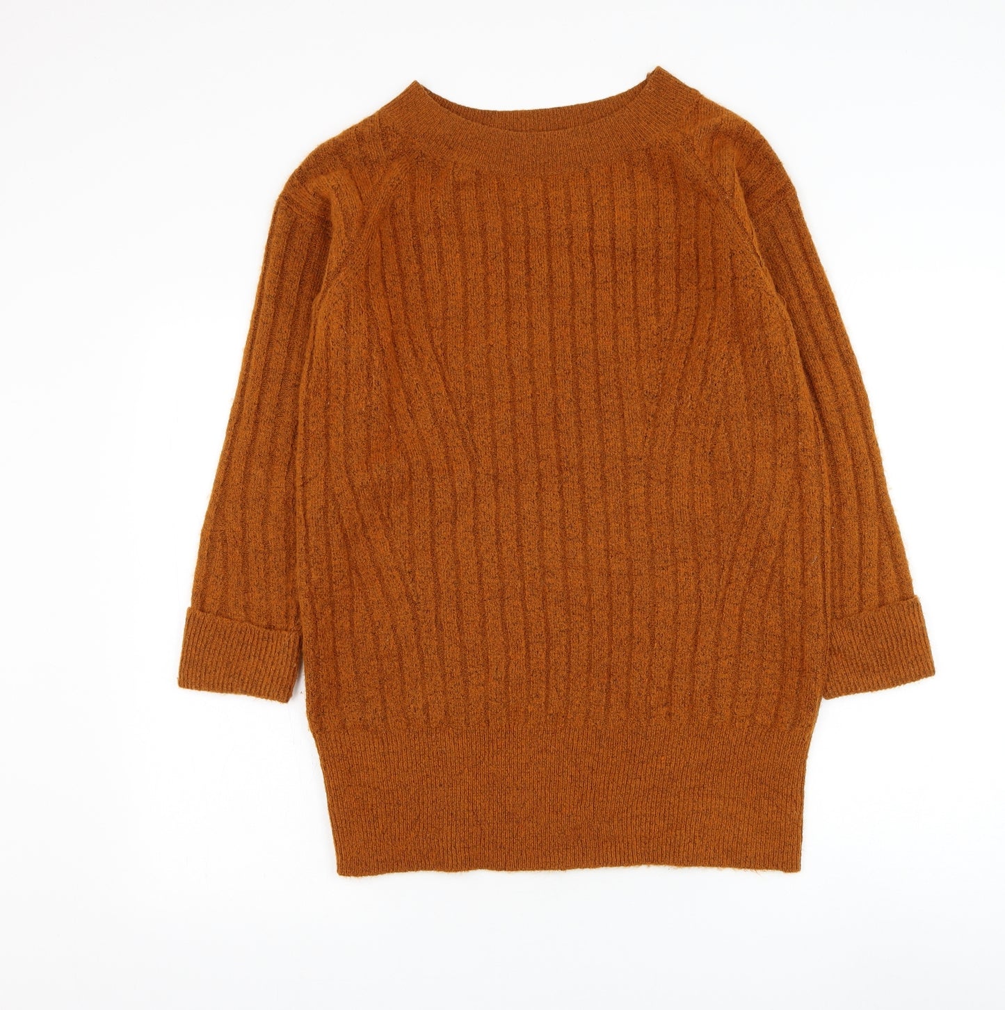 TU Womens Orange Round Neck Acrylic Pullover Jumper Size S