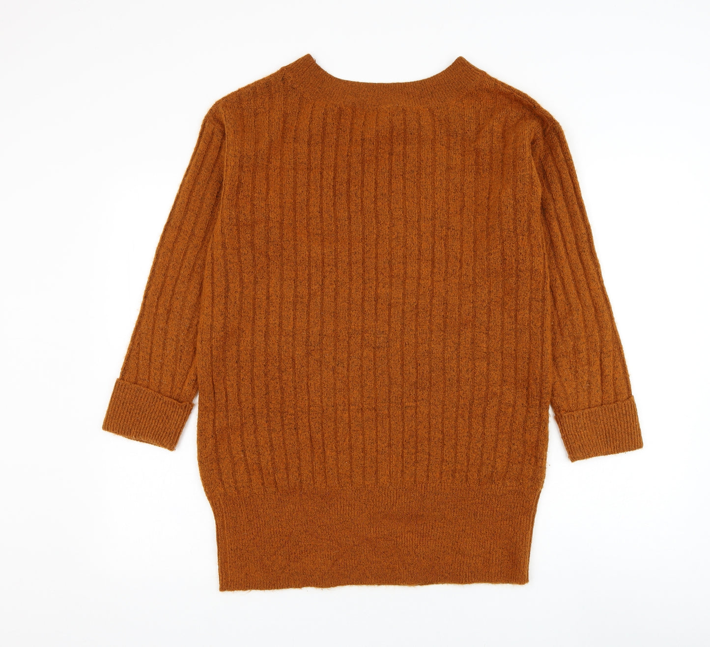 TU Womens Orange Round Neck Acrylic Pullover Jumper Size S