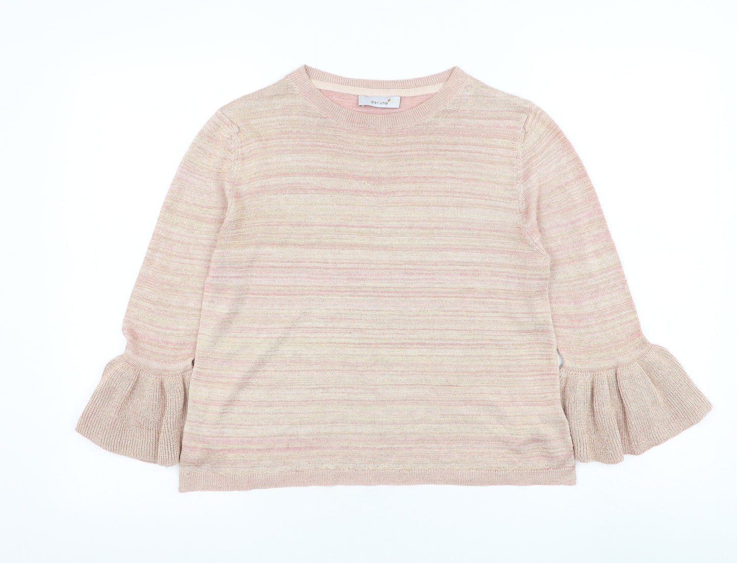 Marks and Spencer Womens Pink Round Neck Polyester Pullover Jumper Size 10