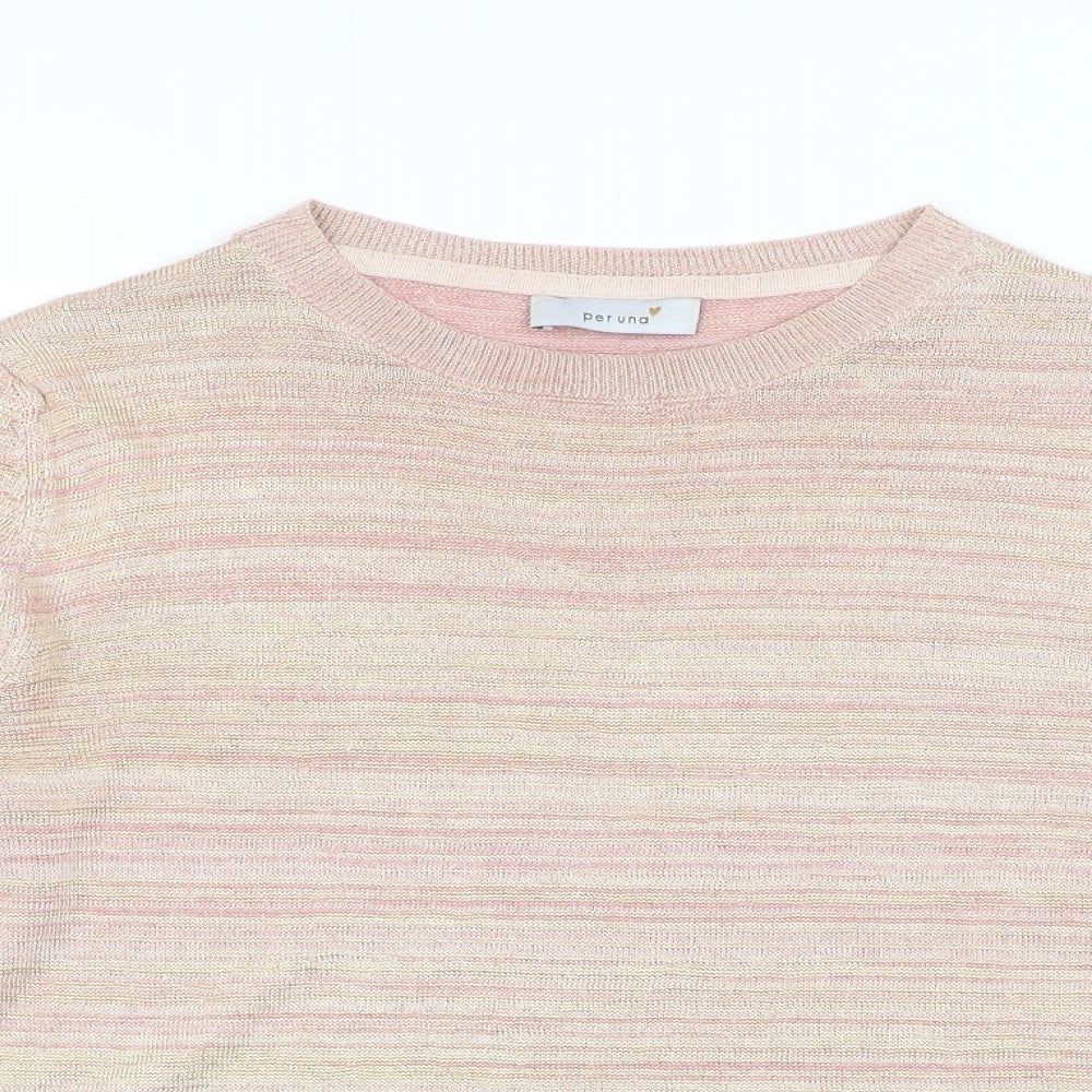 Marks and Spencer Womens Pink Round Neck Polyester Pullover Jumper Size 10