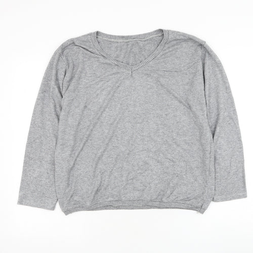 Preworn Womens Grey Round Neck Viscose Pullover Jumper Size M