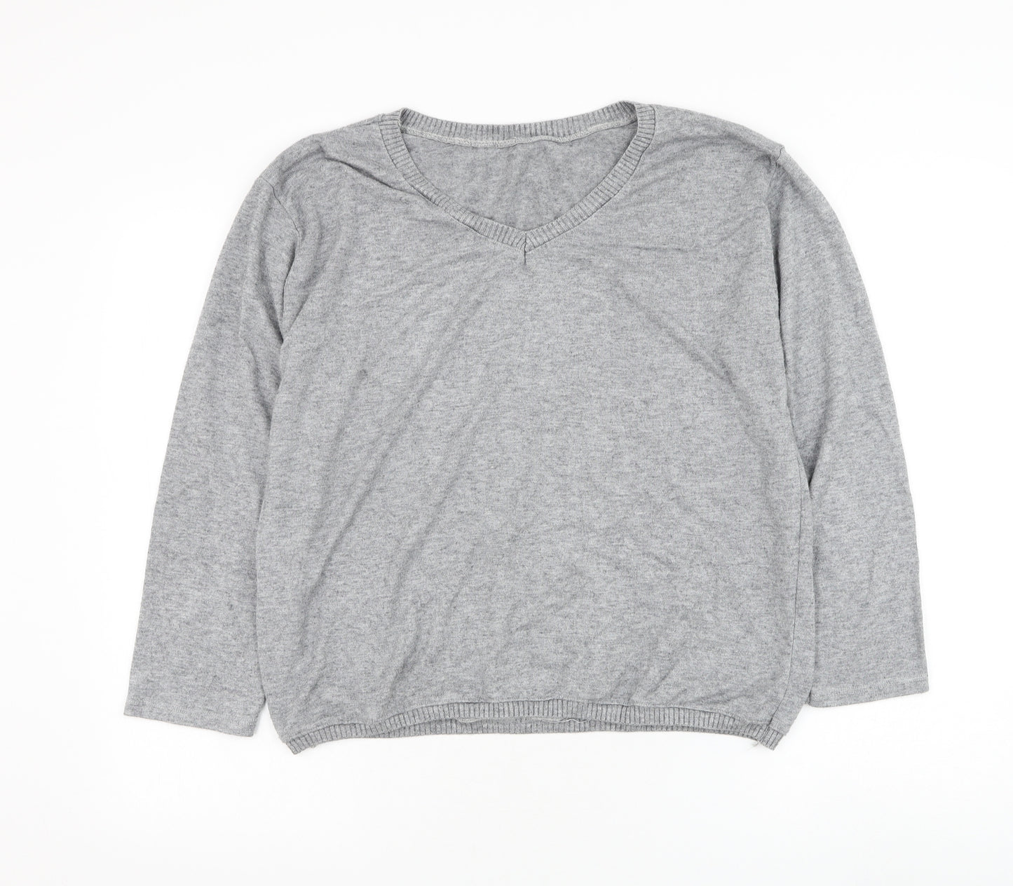 Preworn Womens Grey Round Neck Viscose Pullover Jumper Size M