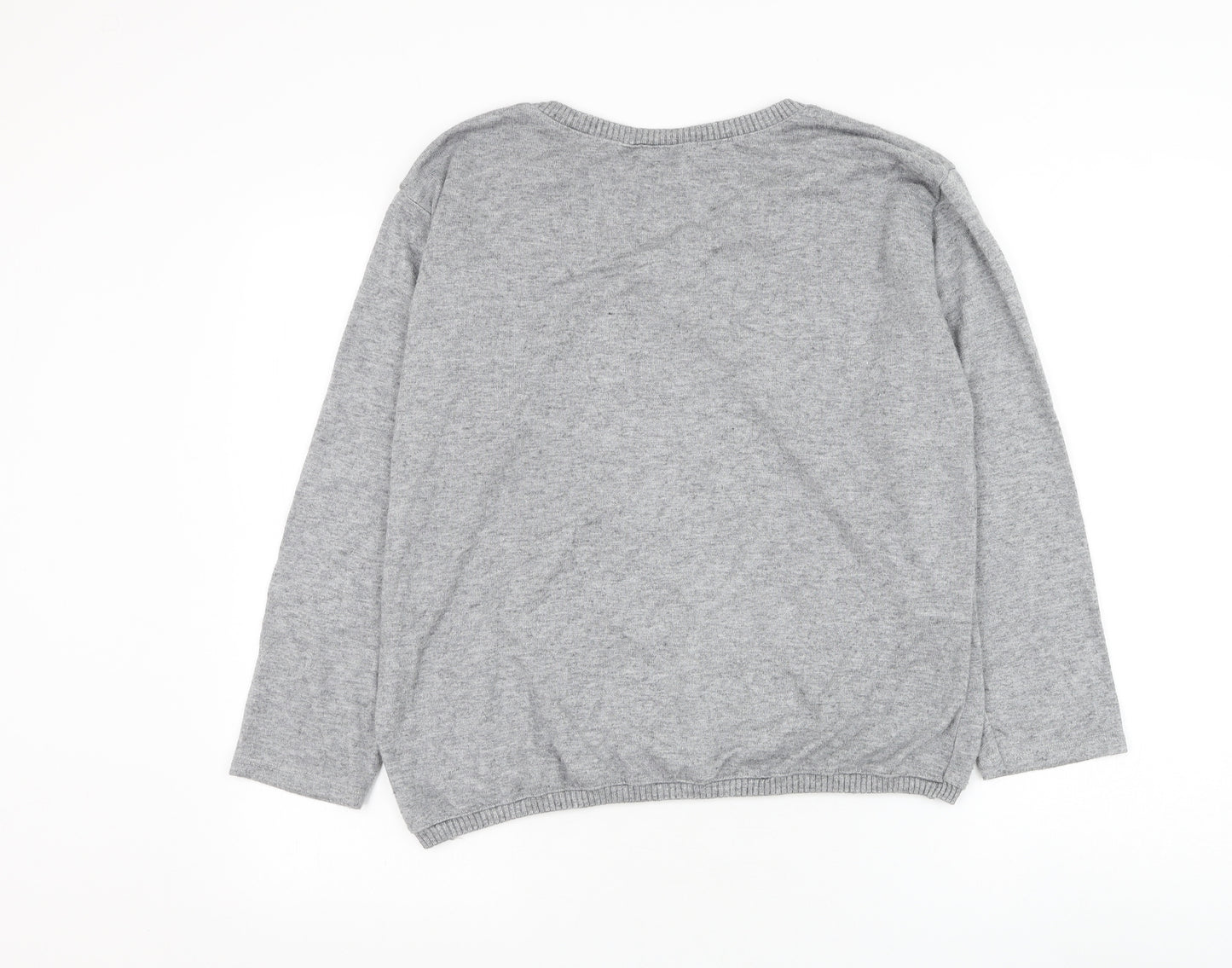 Preworn Womens Grey Round Neck Viscose Pullover Jumper Size M