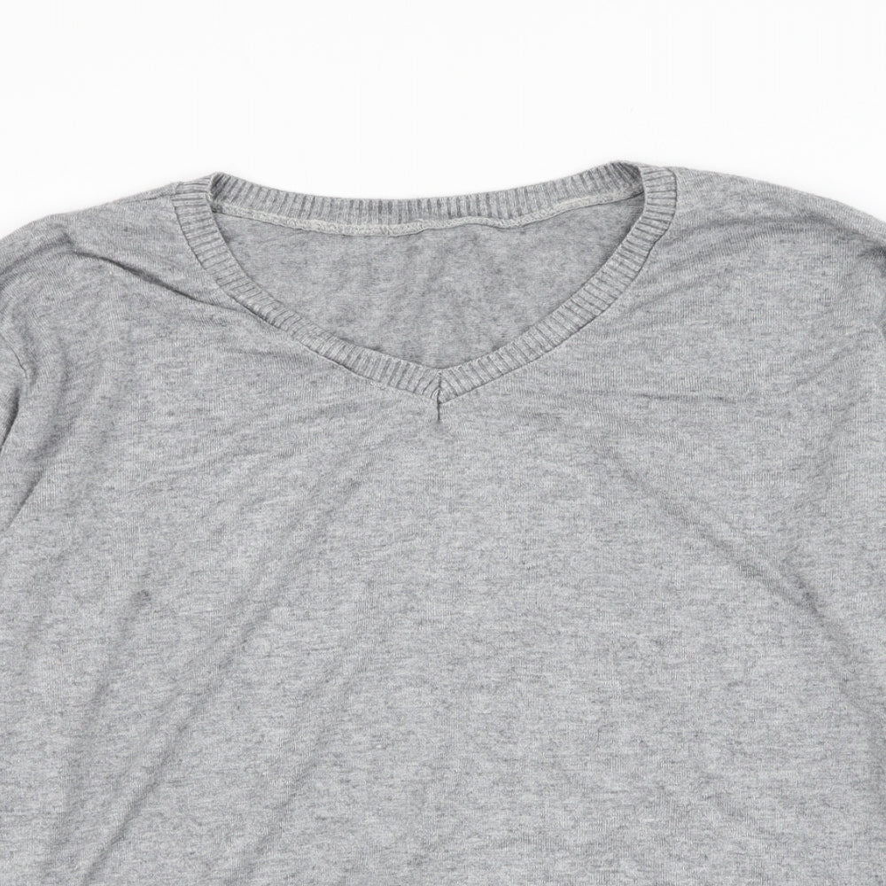 Preworn Womens Grey Round Neck Viscose Pullover Jumper Size M