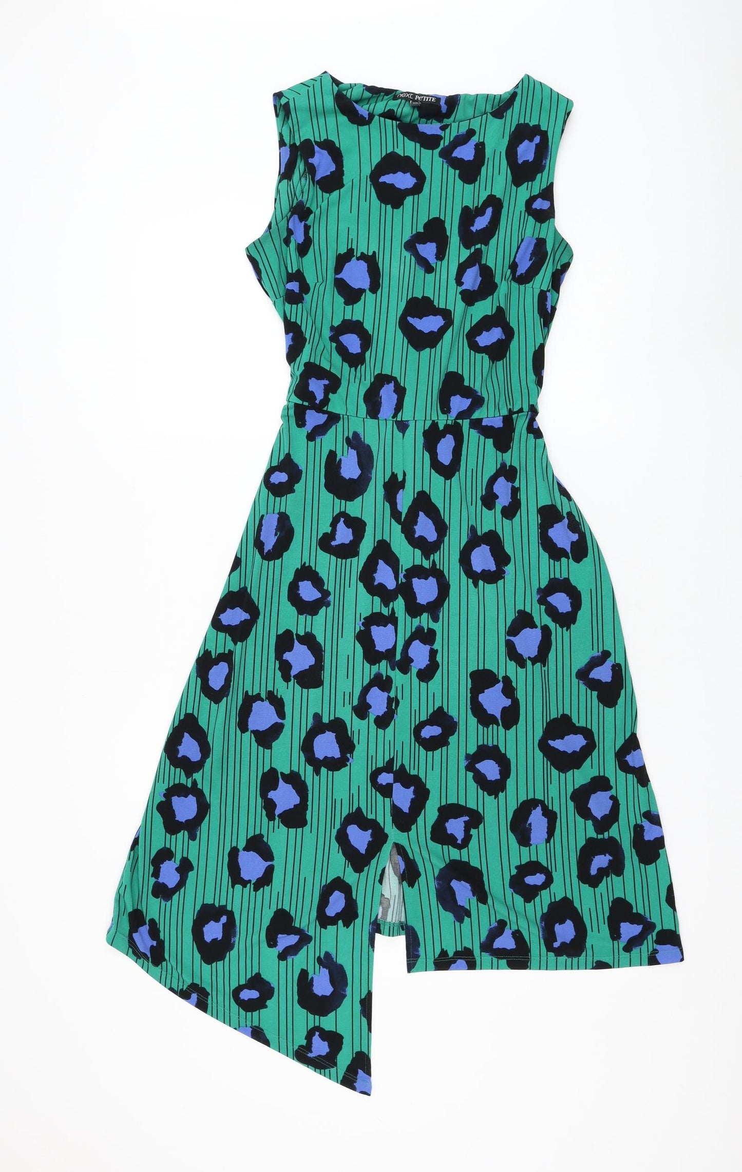 NEXT Womens Green Animal Print Polyester Pencil Dress Size 10 Round Neck Pullover
