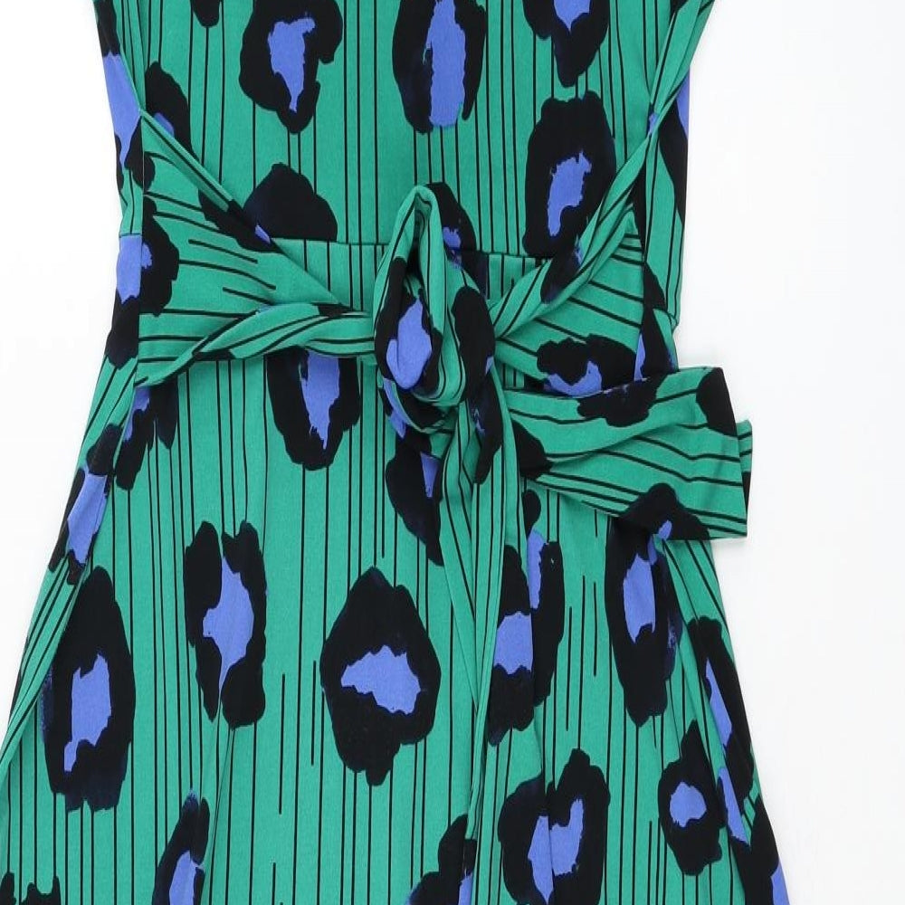 NEXT Womens Green Animal Print Polyester Pencil Dress Size 10 Round Neck Pullover